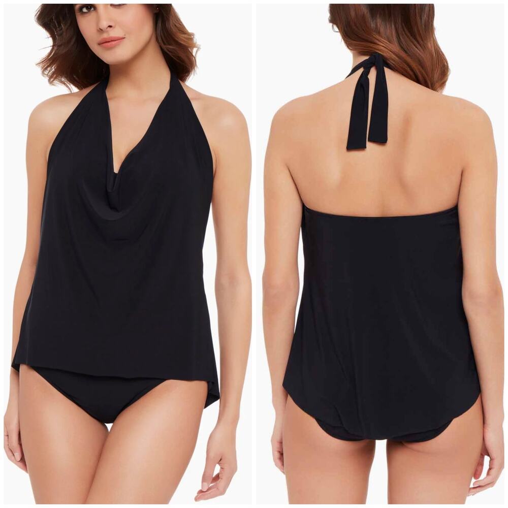 Magicsuit NWT Sophie Tankini Top Black Size 10 Halter Neck Underwire Bra Top
